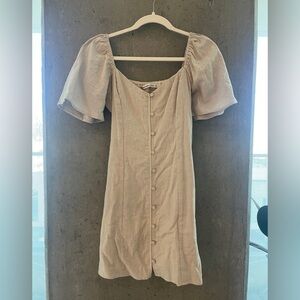 Abercrombie & Fitch Linen Button Through Mini Dress (Medium)